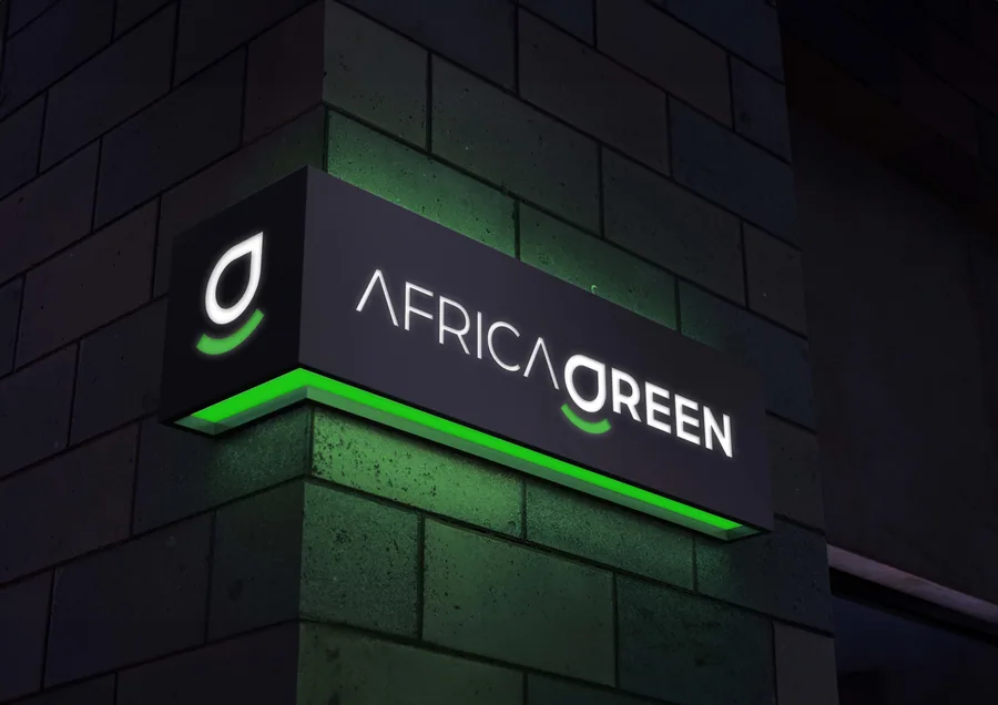 Africa Green corporate logo and exterior signage system by BrandsByAura Namibia