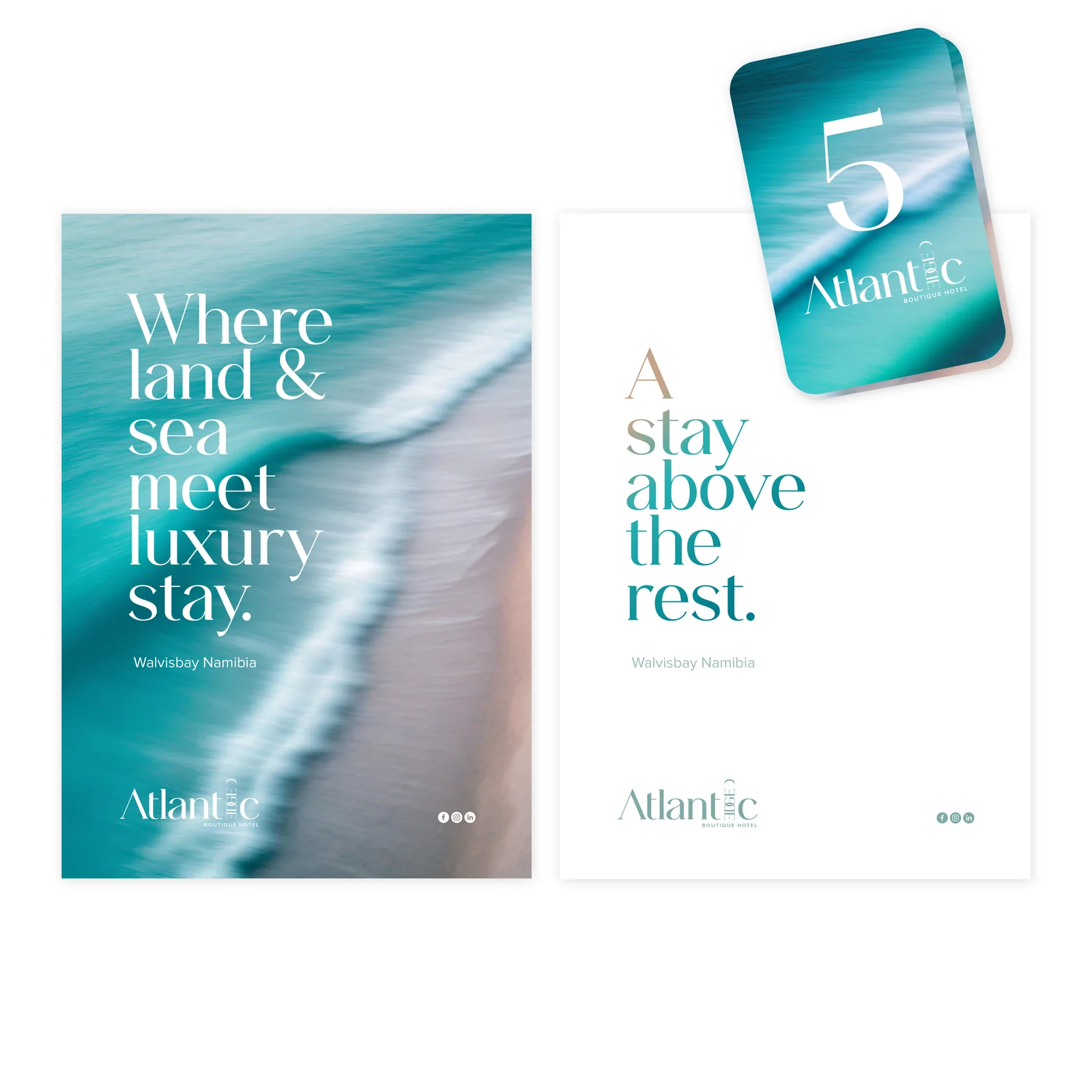 Atlantic Edge boutique hotel brand identity and social campaign system by BrandsByAura