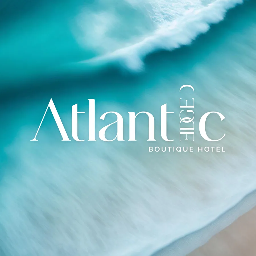 Atlantic Edge boutique hotel logo design with coastal visual direction