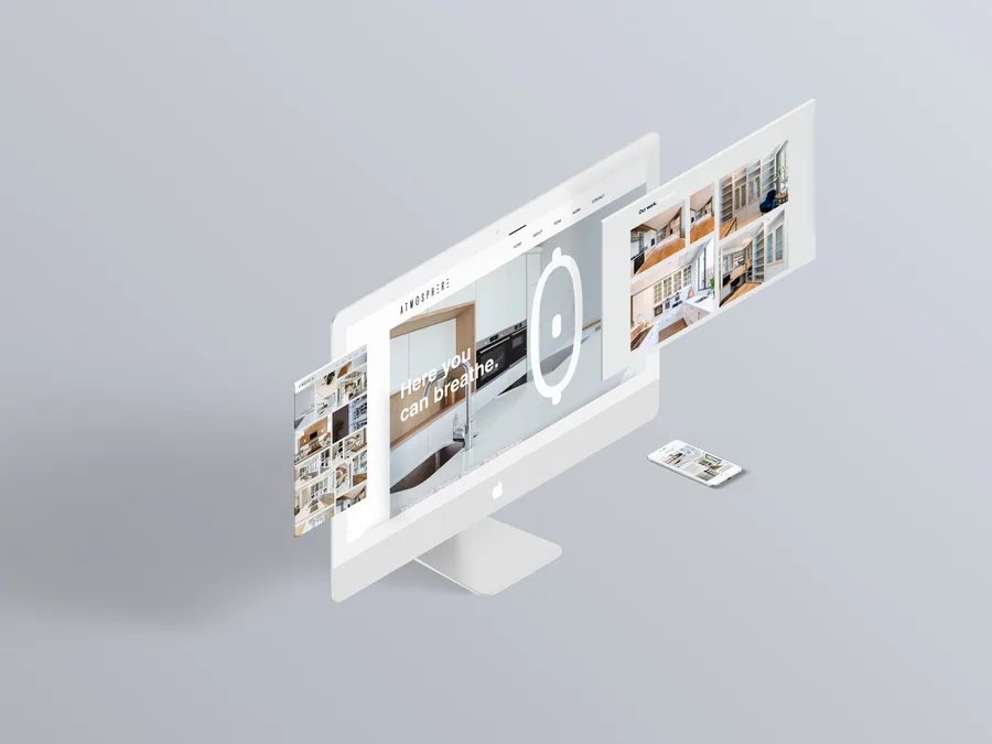 Atmosphere website mockup and digital interface design by BrandsByAura