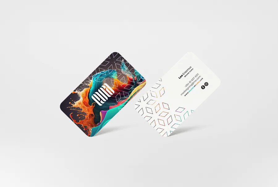BrandsByAura business card design showing premium creative identity detail
