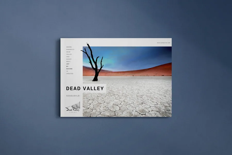 Dead Valley Lodge brochure layout and hospitality publication design by BrandsByAura