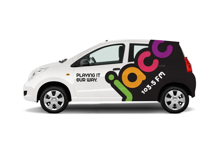 Jacc FM vehicle branding and radio campaign design by BrandsByAura
