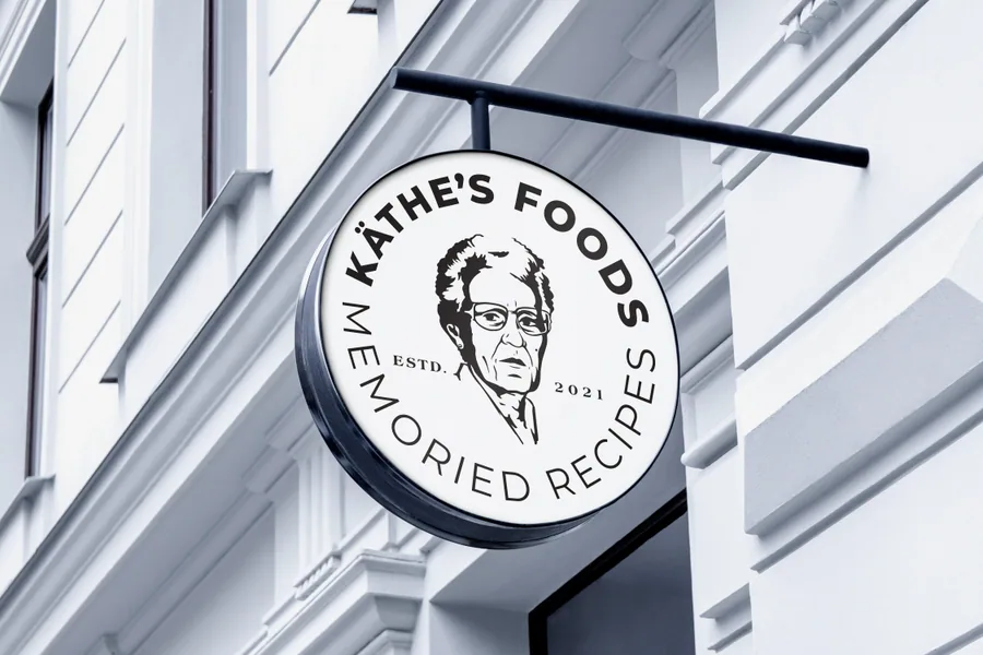 Kathe’s Foods storefront logo signage designed by BrandsByAura